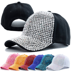 Sparkling Artificial Diamond Adjustable Baseball Cap Sun Hat