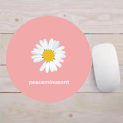 Floral Letter Print Round Non-slip Mouse Pad for Office Home Computer Gaming