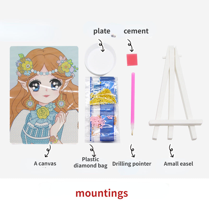 Cartoon Beauty Girl Diamond Painting DIY With Diamond Painting Sticker