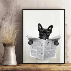 French Bulldog Poster & Canvas Funny Dog Toilet Wall Art Home Decor