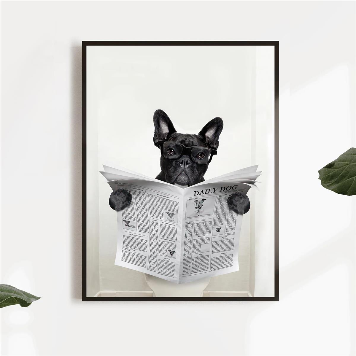 French Bulldog Poster & Canvas Funny Dog Toilet Wall Art Home Decor