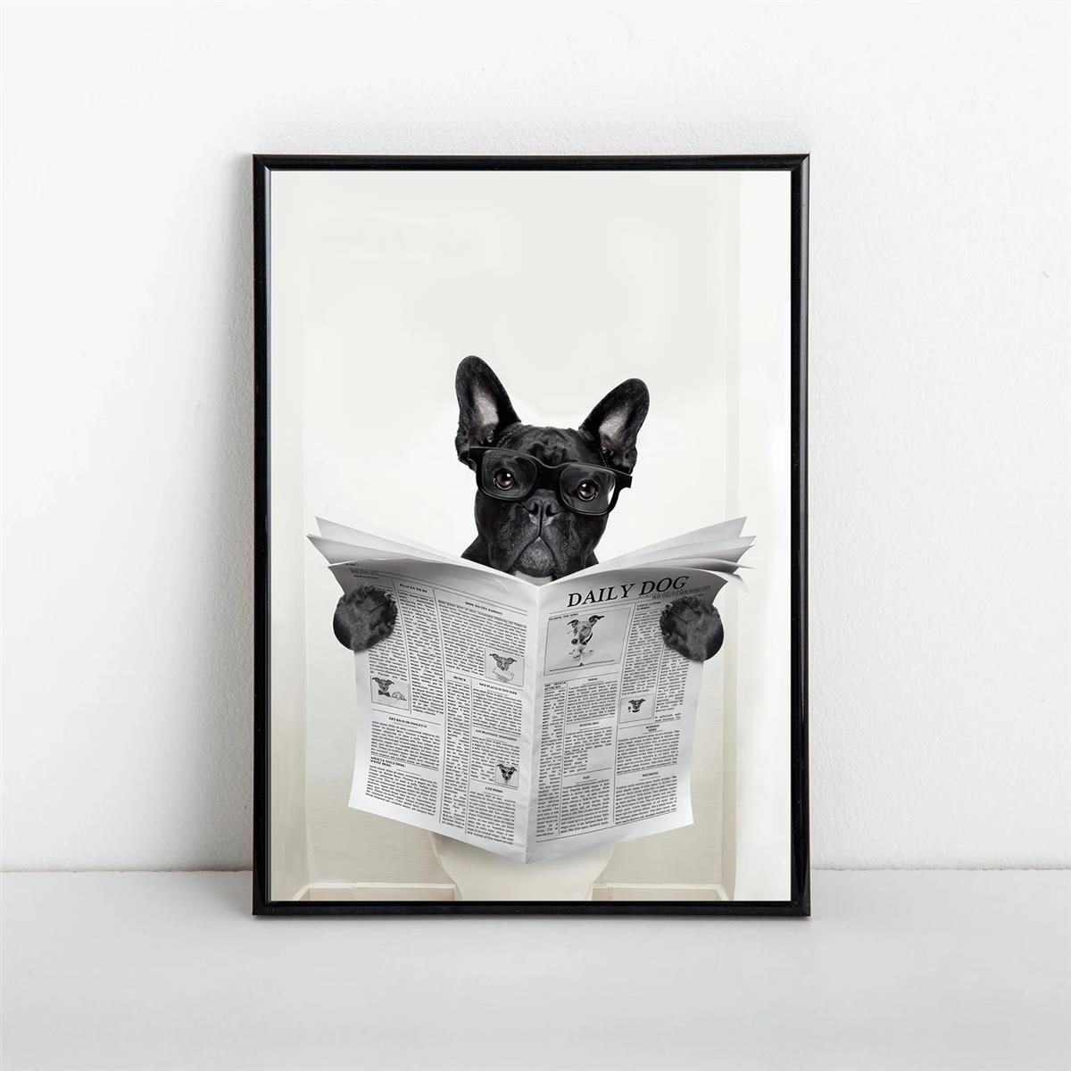 French Bulldog Poster & Canvas Funny Dog Toilet Wall Art Home Decor