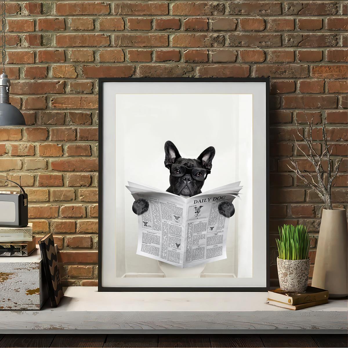 French Bulldog Poster & Canvas Funny Dog Toilet Wall Art Home Decor