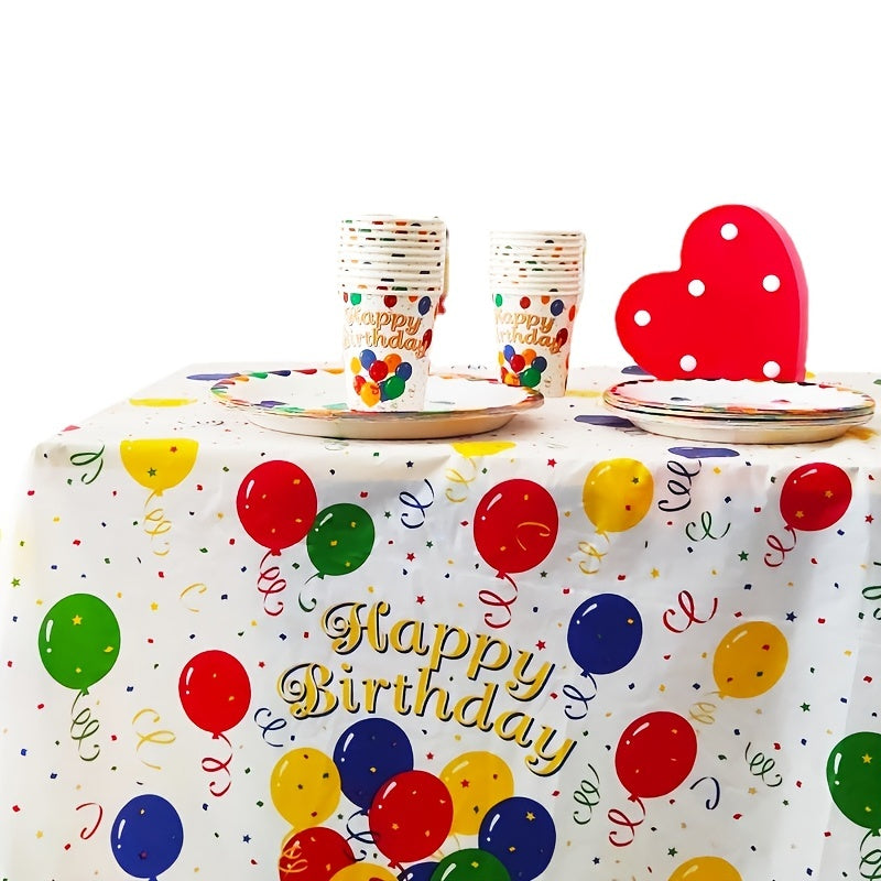 Happy Birthday Balloons Tablecloth for Parties and Events