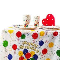 Happy Birthday Balloons Tablecloth for Parties and Events