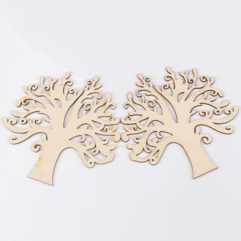 10pcs Natural Wooden Life Tree Carved Painting Craft Scrapbooking DIY