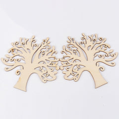 10pcs Natural Wooden Life Tree Carved Painting Craft Scrapbooking DIY