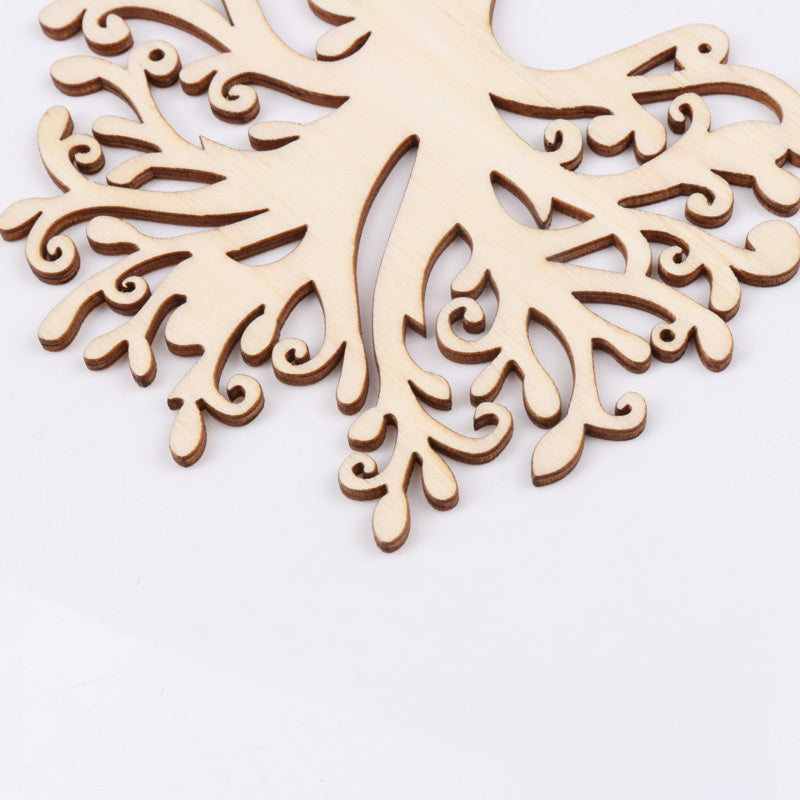 10pcs Natural Wooden Life Tree Carved Painting Craft Scrapbooking DIY