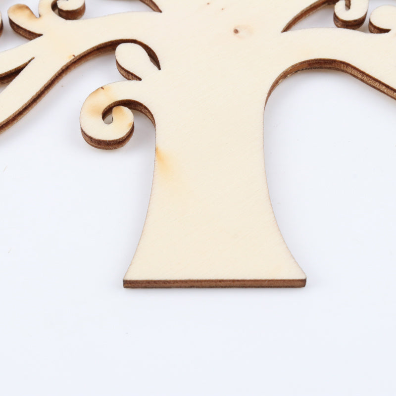 10pcs Natural Wooden Life Tree Carved Painting Craft Scrapbooking DIY