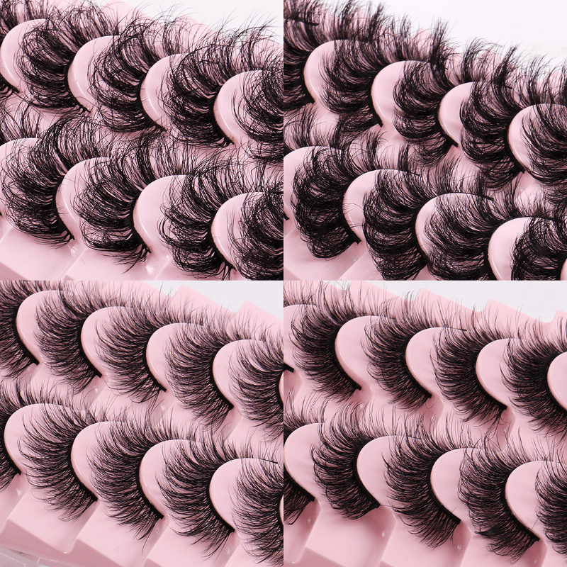 10 Pairs Curly Faux Mink Lashes Natural Volume for Voluminous Makeup