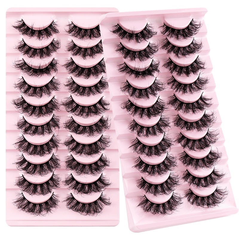 10 Pairs Curly Faux Mink Lashes Natural Volume for Voluminous Makeup