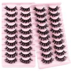 10 Pairs Curly Faux Mink Lashes Natural Volume for Voluminous Makeup