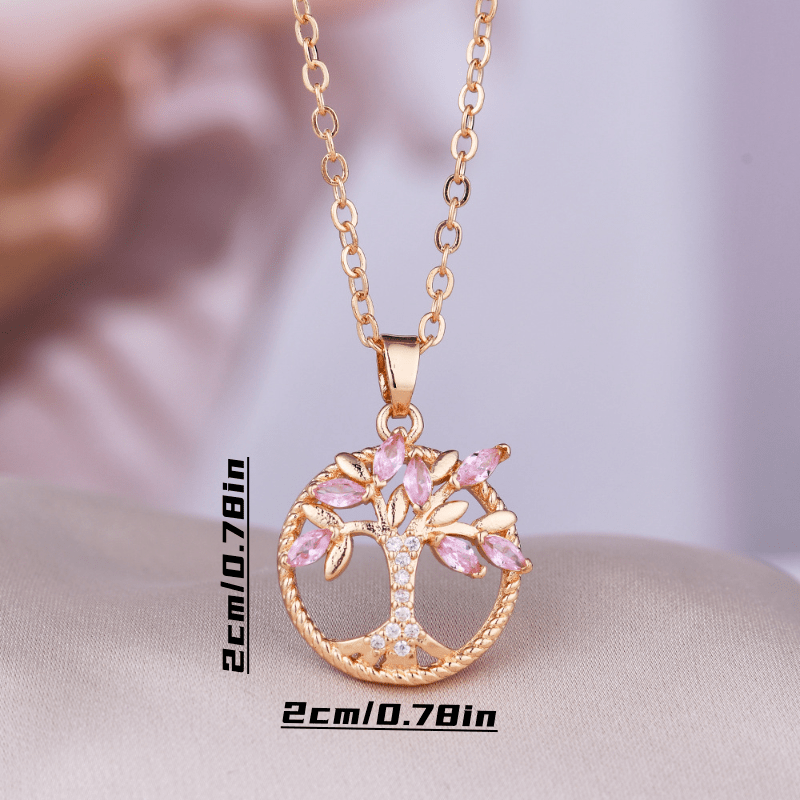 Rhinestone Tree Of Life Pendant Necklace - Birthday Gift For Girls