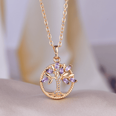 Rhinestone Tree Of Life Pendant Necklace - Birthday Gift For Girls