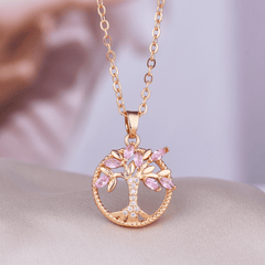 Rhinestone Tree Of Life Pendant Necklace - Birthday Gift For Girls