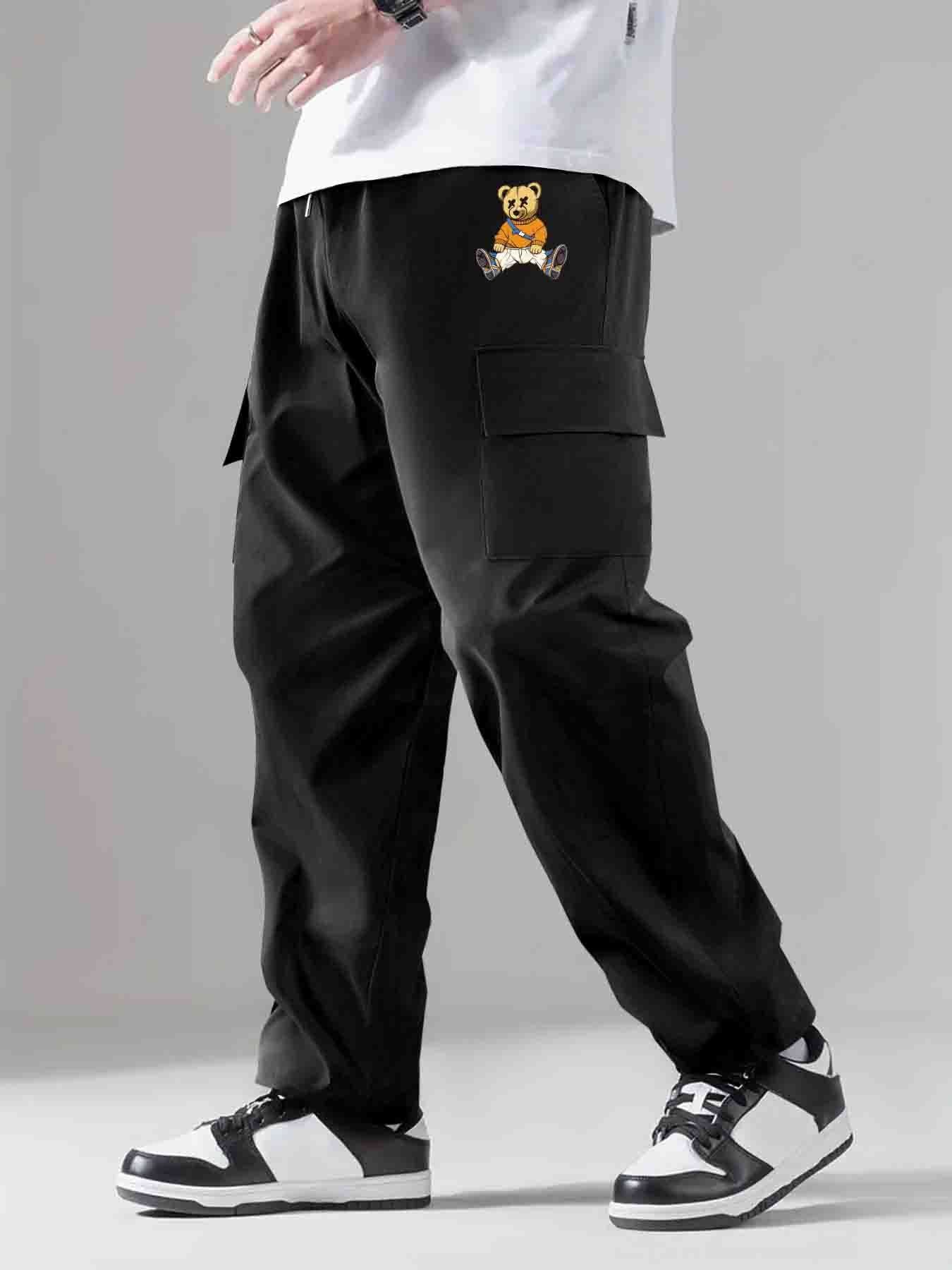 Cartoon Patterns Cargo Pants Men's Loose Fit Drawstring Joggers