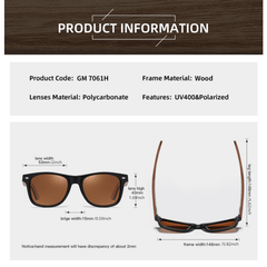 Men's Wooden Sunglasses UV Resistant for Outdoor Beach
