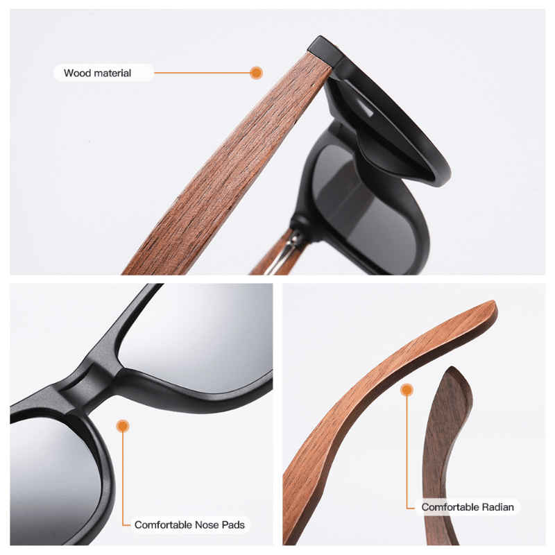 Men's Wooden Sunglasses UV Resistant for Outdoor Beach