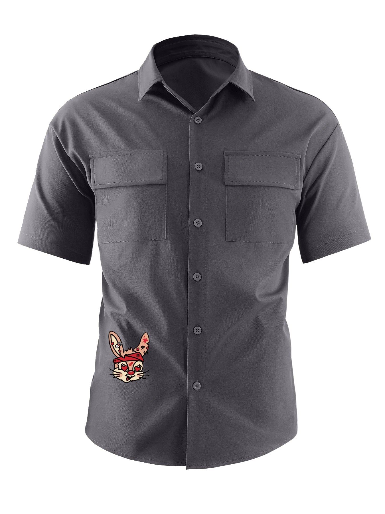 Coconut Tree Bunny Print Men's Short Sleeve Shirt