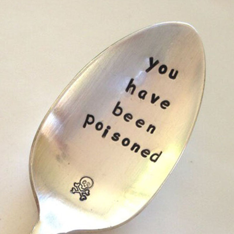 Hand Stamped Dessert Coffee Soup & Poisoned Spoons - Home Restaurant Wedding Use
