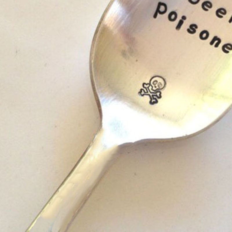Hand Stamped Dessert Coffee Soup & Poisoned Spoons - Home Restaurant Wedding Use