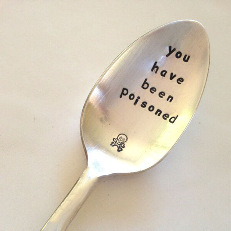 Hand Stamped Dessert Coffee Soup & Poisoned Spoons - Home Restaurant Wedding Use