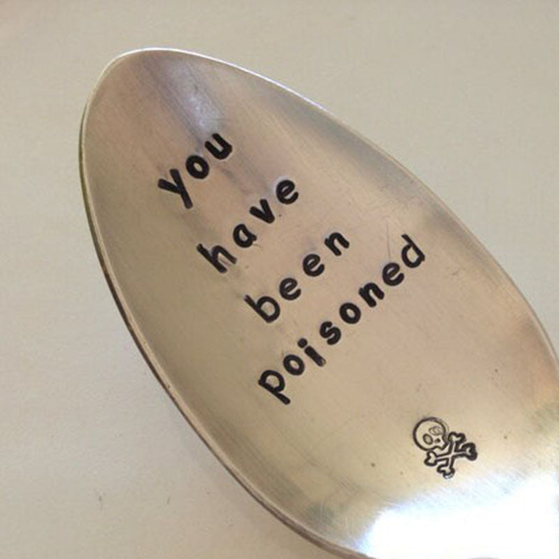 Hand Stamped Dessert Coffee Soup & Poisoned Spoons - Home Restaurant Wedding Use