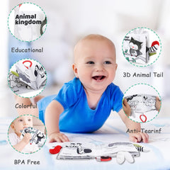 Baby Soft Cloth Book with 3D Animals Tails for Early Development