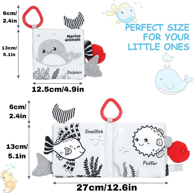 Baby Soft Cloth Book with 3D Animals Tails for Early Development