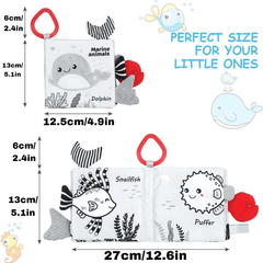 Baby Soft Cloth Book with 3D Animals Tails for Early Development