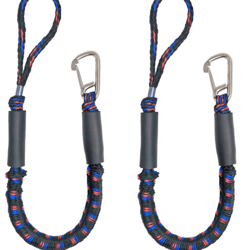 4ft Bungee Dock Lines - Secure Your Boat - Stainless Steel Snap Hooks