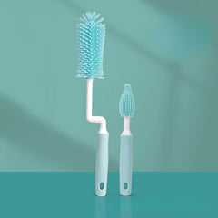 Silicone Bottle Brush Cleaning Set Baby Straw Pacifier Brush 360 Degree Upright