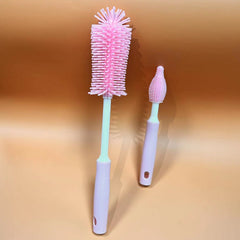 Silicone Bottle Brush Cleaning Set Baby Straw Pacifier Brush 360 Degree Upright