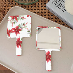 Flower Print Hand Mirror for Women and Students