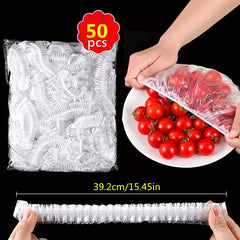 100pcs Disposable Plastic Food Storage Covers Elastic Bowl Cover