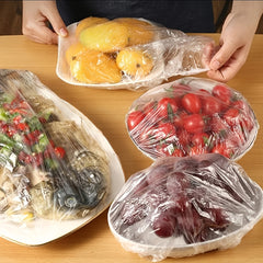100pcs Disposable Plastic Food Storage Covers Elastic Bowl Cover