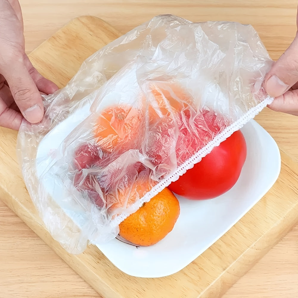 100pcs Disposable Plastic Food Storage Covers Elastic Bowl Cover