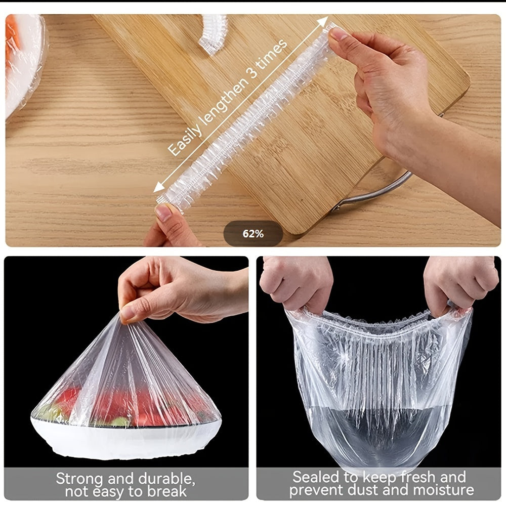 100pcs Disposable Plastic Food Storage Covers Elastic Bowl Cover