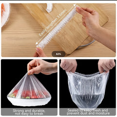 100pcs Disposable Plastic Food Storage Covers Elastic Bowl Cover