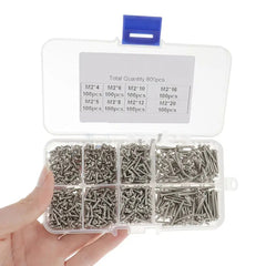 800pcs Stainless Steel Self Tapping Screw Assortment Kit
