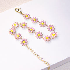 Daisy Flower Decor Bracelet Adjustable Hand Jewelry Gift For Girls