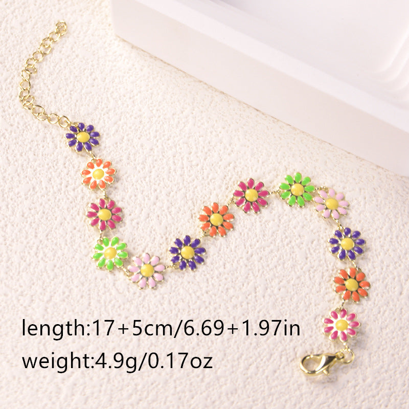 Daisy Flower Decor Bracelet Adjustable Hand Jewelry Gift For Girls