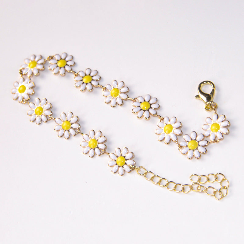 Daisy Flower Decor Bracelet Adjustable Hand Jewelry Gift For Girls