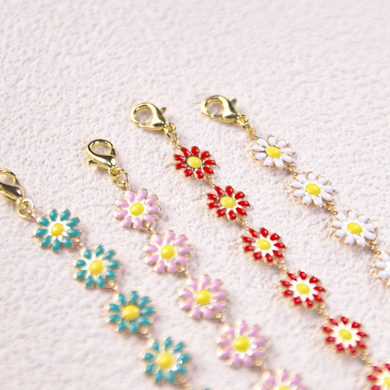 Daisy Flower Decor Bracelet Adjustable Hand Jewelry Gift For Girls