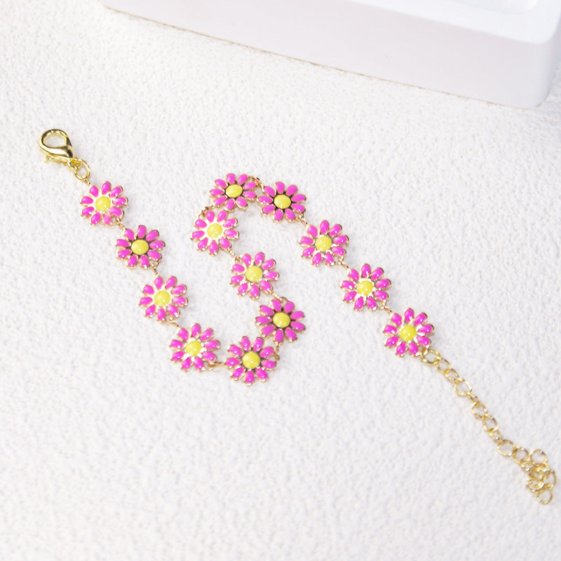 Daisy Flower Decor Bracelet Adjustable Hand Jewelry Gift For Girls