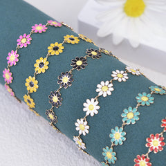Daisy Flower Decor Bracelet Adjustable Hand Jewelry Gift For Girls