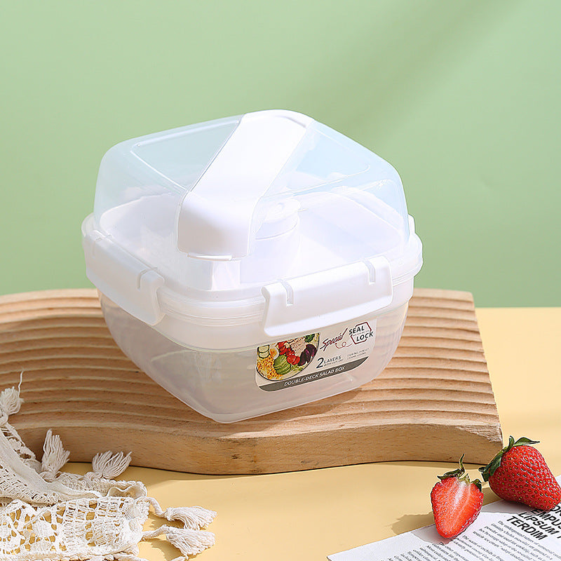 Large Capacity Double Layer Lunch Box for Fruit Salad and Microwave Oven Bento