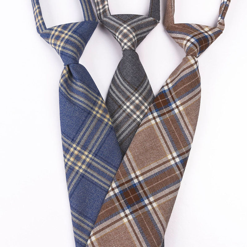 Adult Cotton Plaid Neckties Casual Skinny Slim Student Tie Necktie Gift