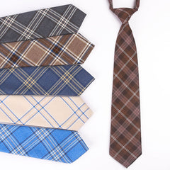 Adult Cotton Plaid Neckties Casual Skinny Slim Student Tie Necktie Gift