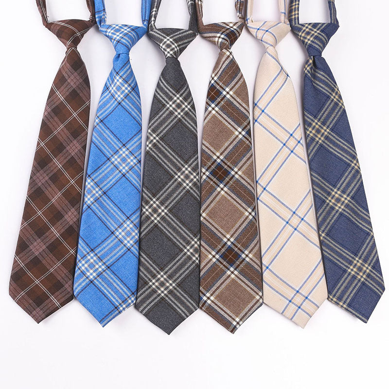 Adult Cotton Plaid Neckties Casual Skinny Slim Student Tie Necktie Gift